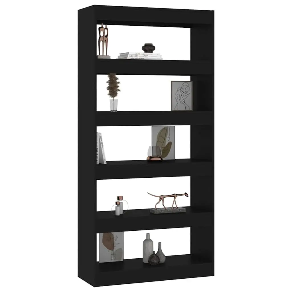 Black Engineered Wood Book Cabinet Room Divider