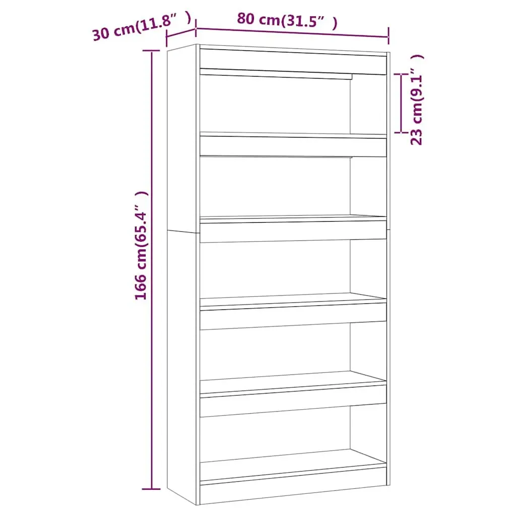 Book Cabinet Room Divider Shelf Storage Organiser 80x30x166cm Brown Engineered Wood