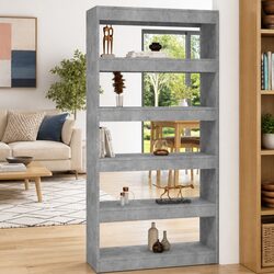 Grey Engineered Wood Book Cabinet and Room Divider