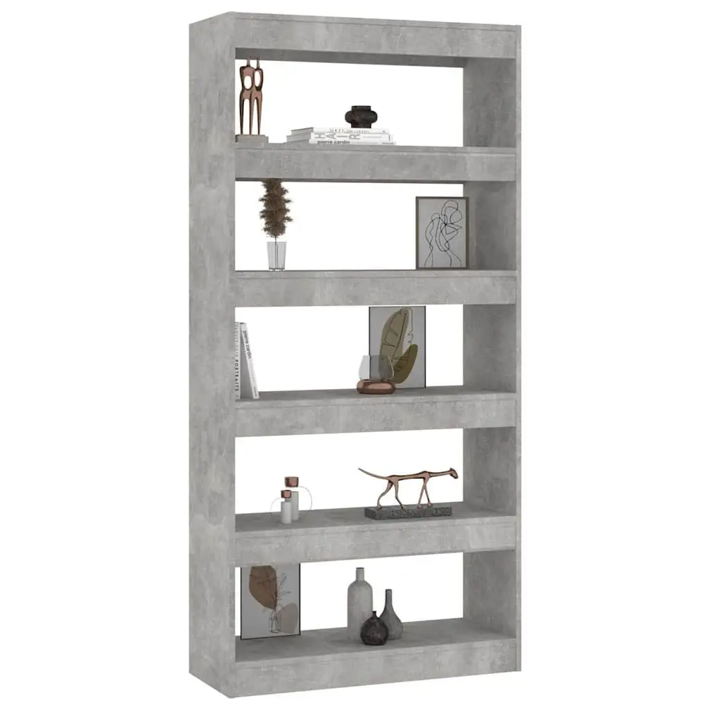 Grey Engineered Wood Book Cabinet and Room Divider