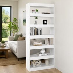White Engineered Wood Book Cabinet Room Divider 80x30x198cm
