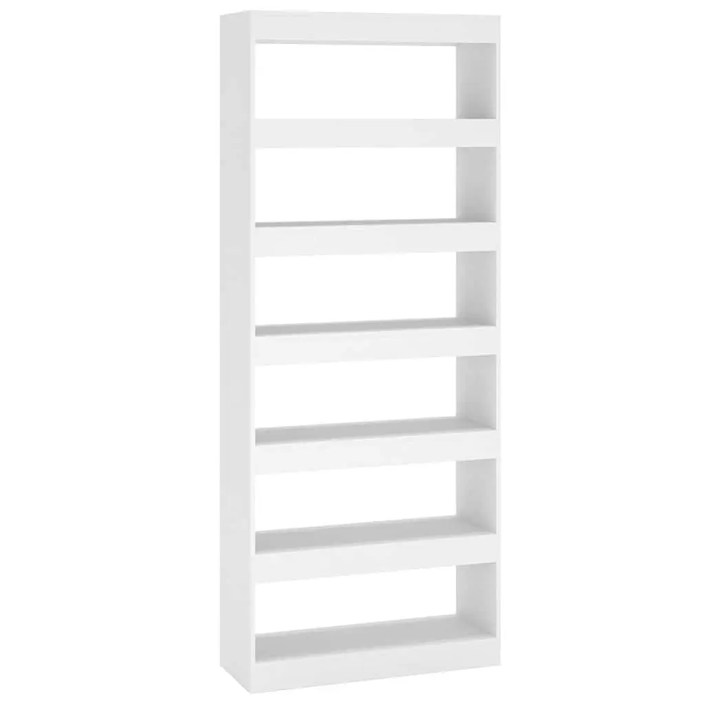 White Engineered Wood Book Cabinet Room Divider 80x30x198cm