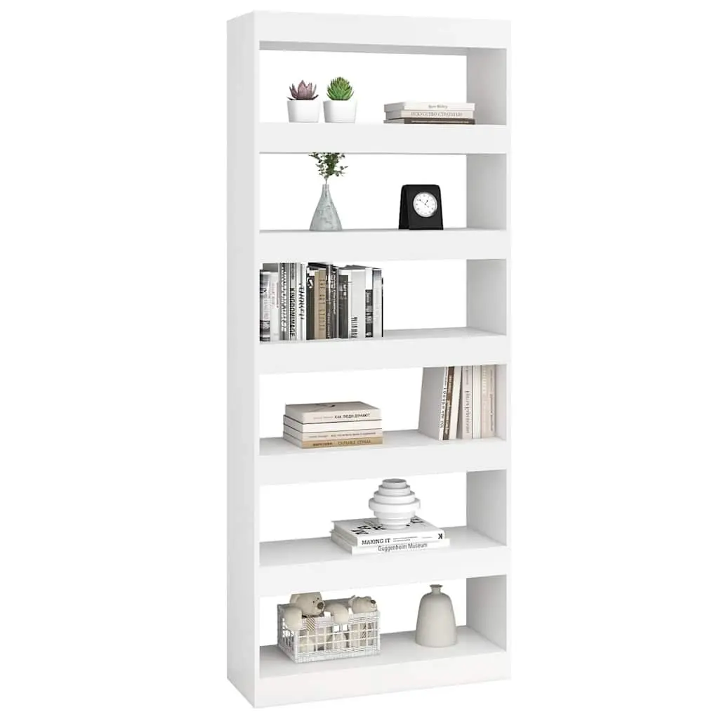 White Engineered Wood Book Cabinet Room Divider 80x30x198cm