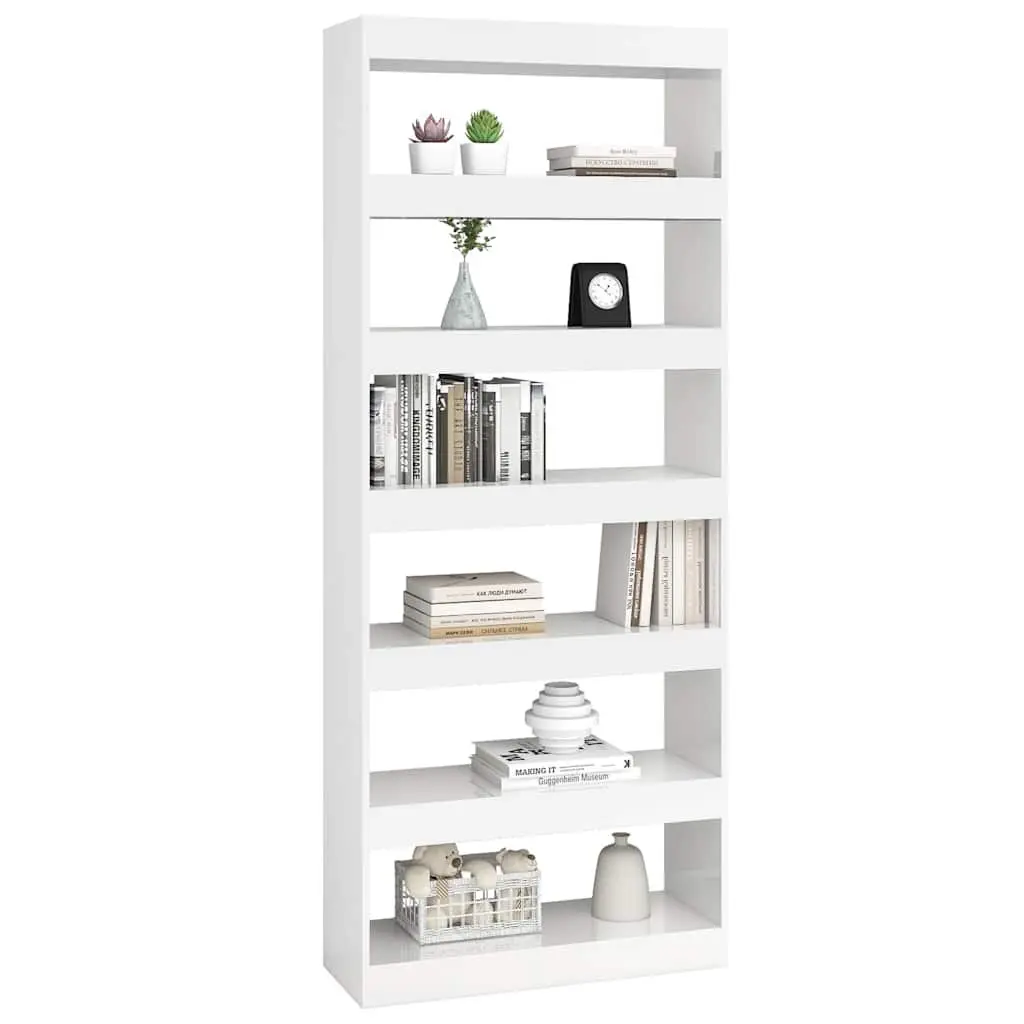 High Gloss White Book Cabinet Room Divider 80x30x198 cm