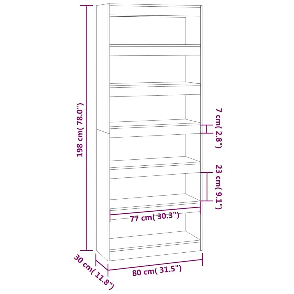 High Gloss White Book Cabinet Room Divider 80x30x198 cm