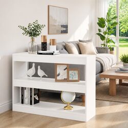 Elegant White Book Cabinet Room Divider Storage Unit