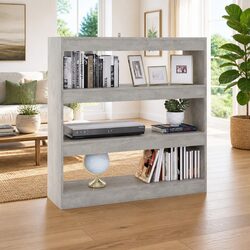 Grey Book Cabinet and Room Divider for Living Spaces