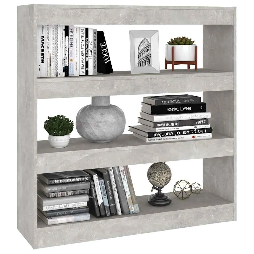 Grey Storage Shelf Room Divider Book Cabinet Living Space 100W x 30D x 103H cm