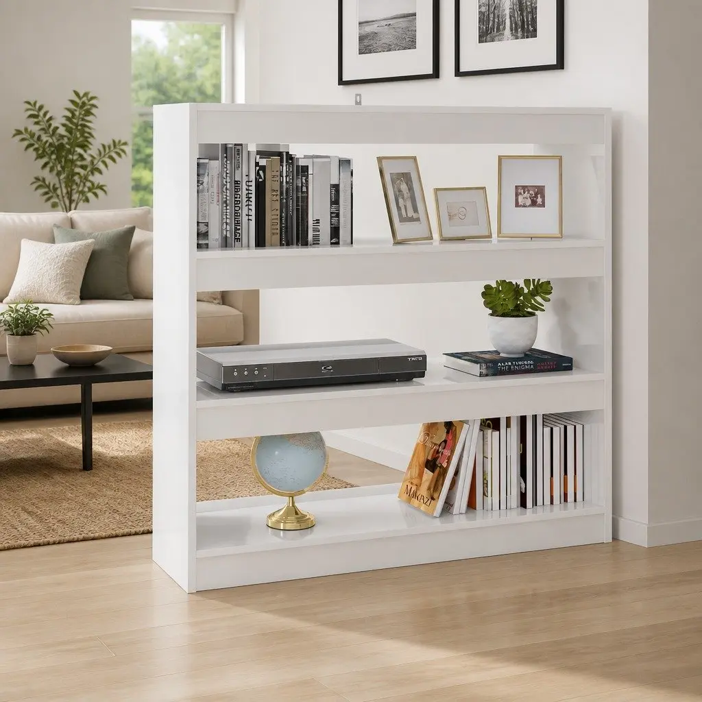 White High Gloss Book Cabinet Room Divider 100x30x103cm