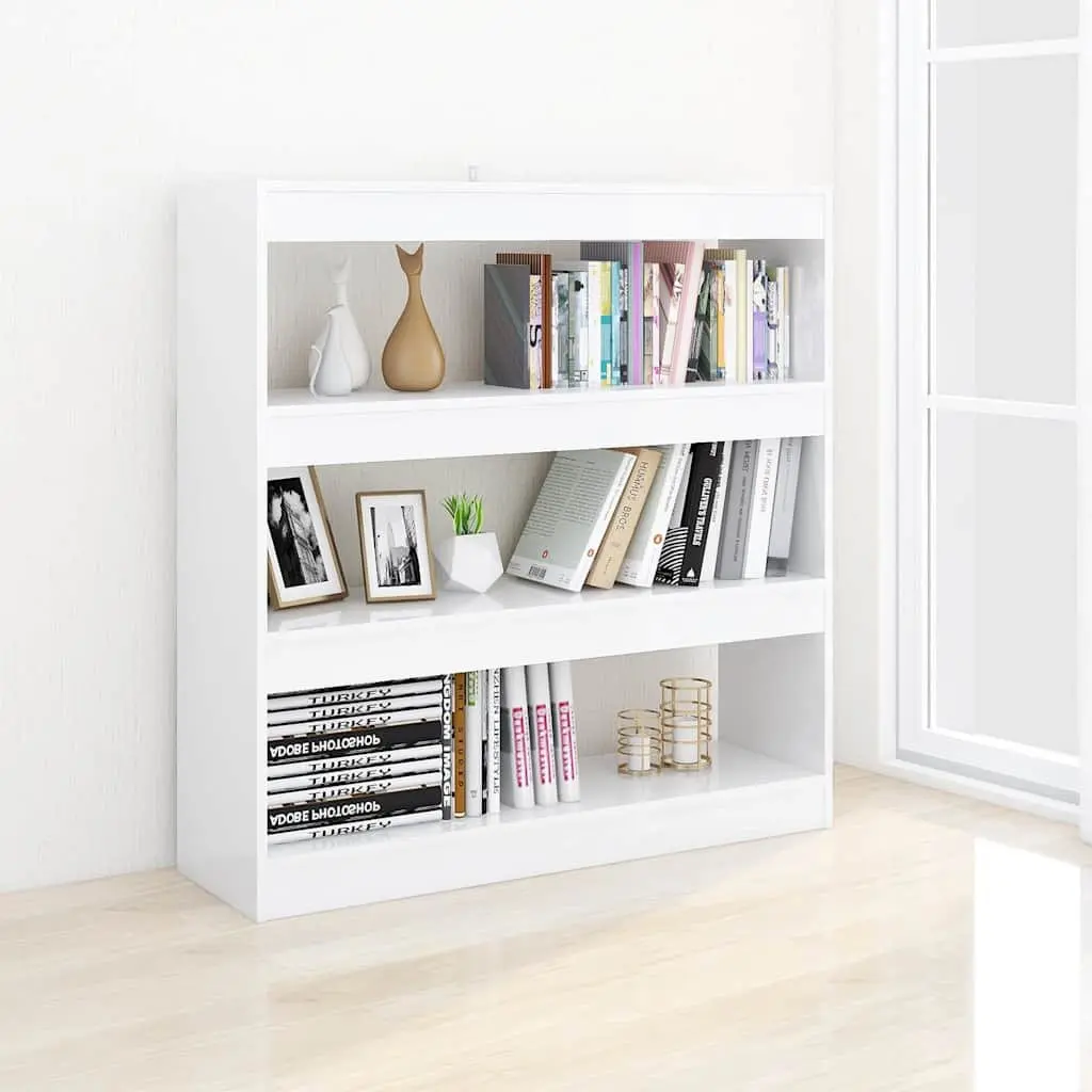 White High Gloss Book Cabinet Room Divider 100x30x103cm