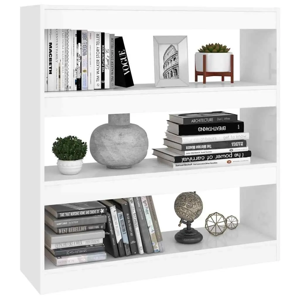 White High Gloss Book Cabinet Room Divider 100x30x103cm