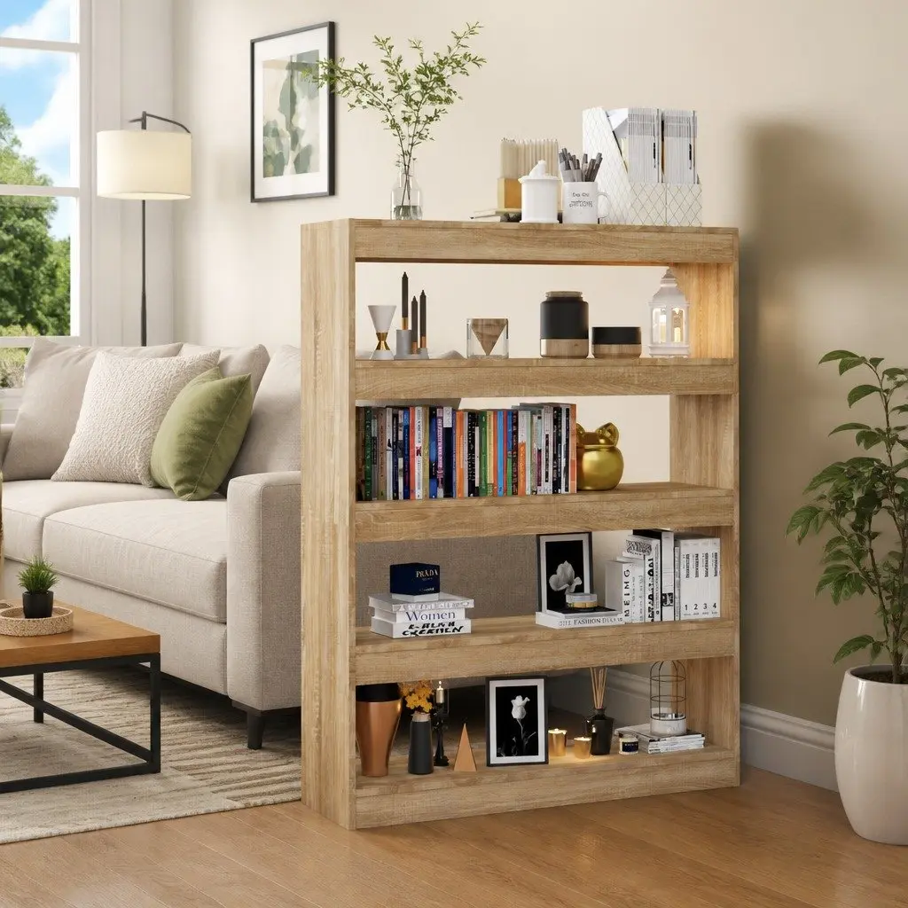 Brown Book Cabinet Room Divider and Storage Unit