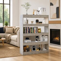 Grey Book Cabinet and Room Divider with Shelves