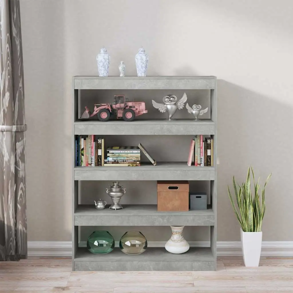 Grey Book Cabinet and Room Divider with Shelves
