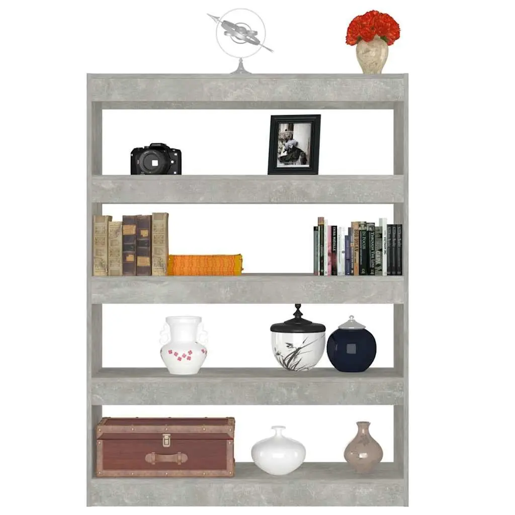 Grey Book Cabinet and Room Divider with Shelves