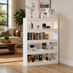 Stylish High Gloss White Book Cabinet and Room Divider