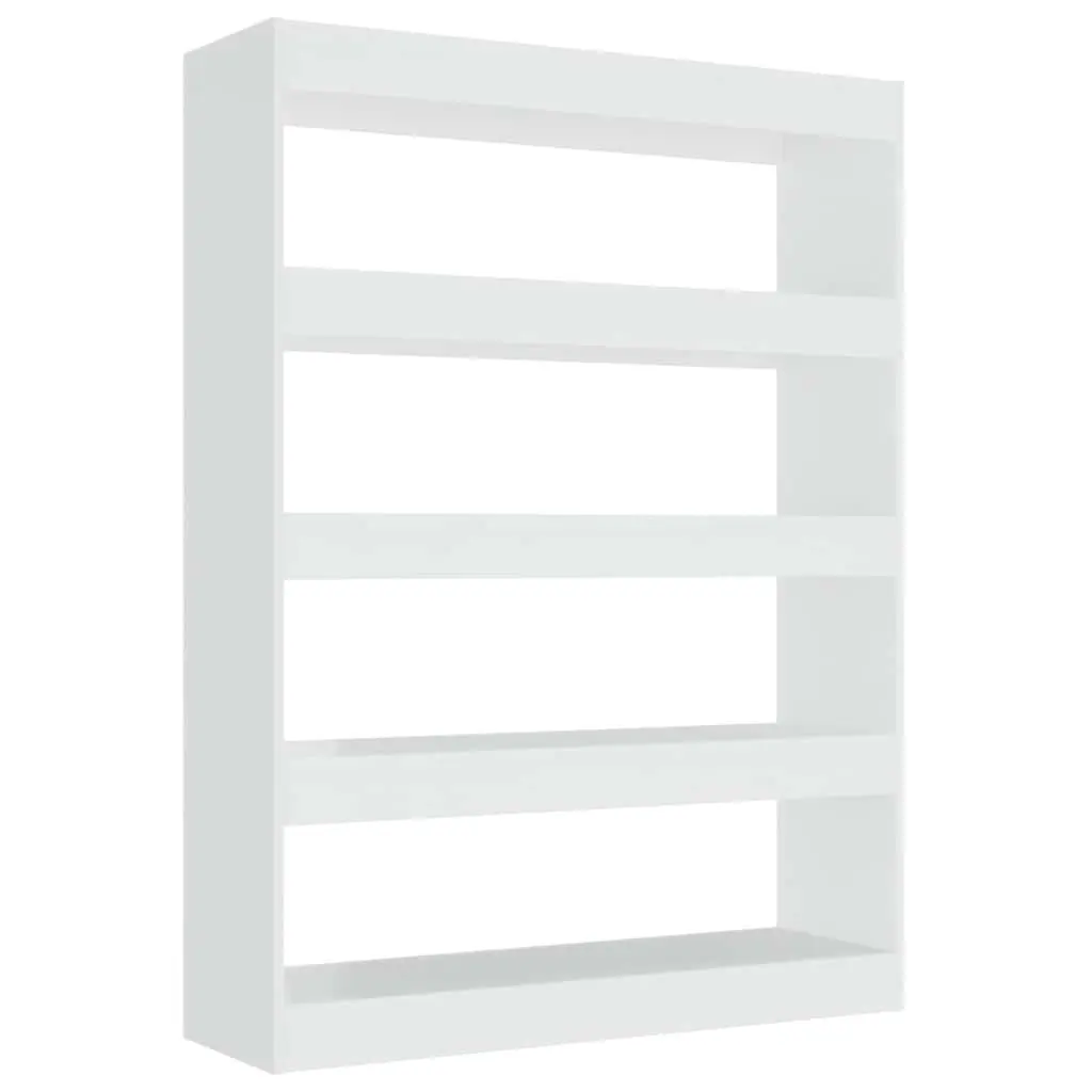 Book Cabinet Room Divider High Gloss White 100W x 30D x 135H cm Storage Shelving Unit