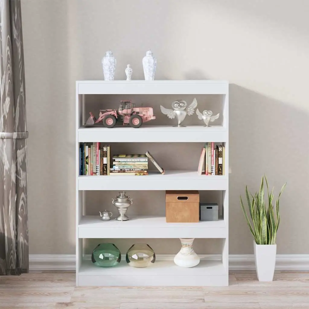 Book Cabinet Room Divider High Gloss White 100W x 30D x 135H cm Storage Shelving Unit