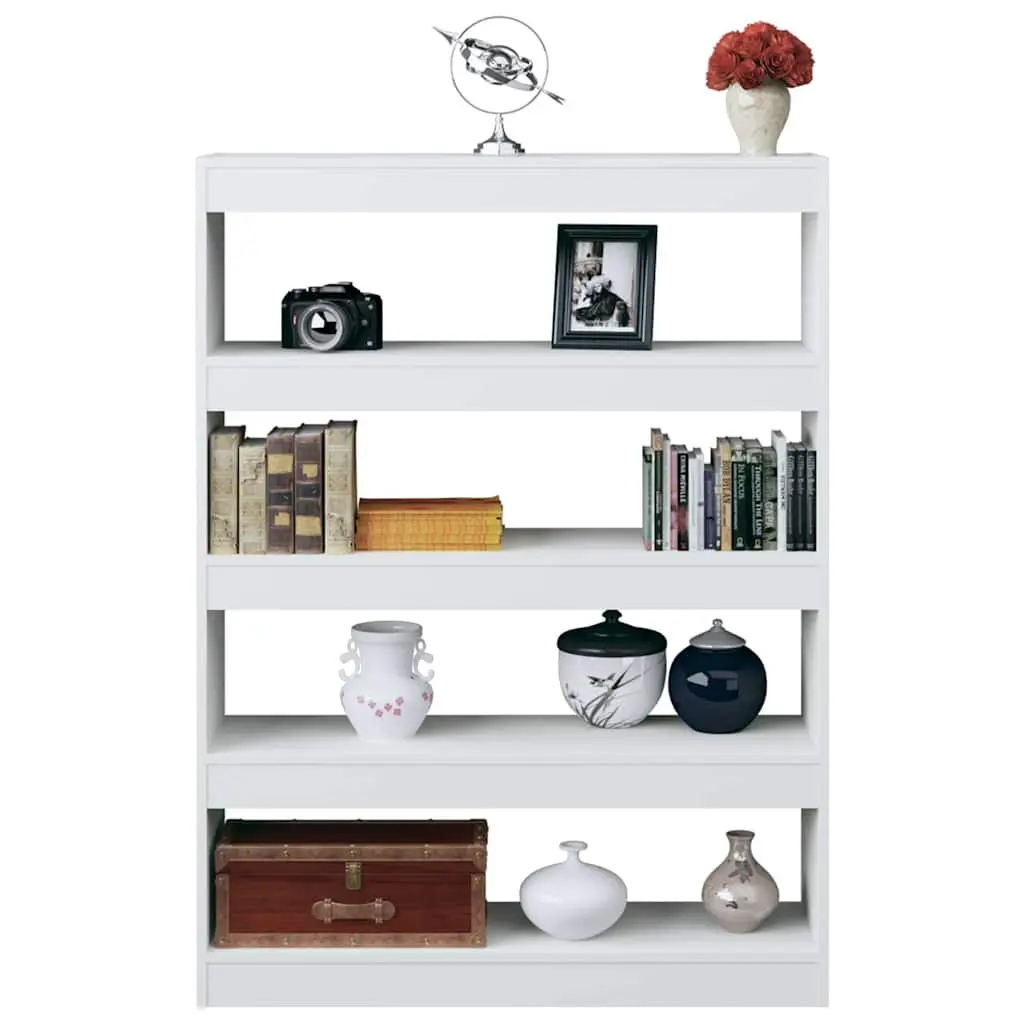 Book Cabinet Room Divider High Gloss White 100W x 30D x 135H cm Storage Shelving Unit