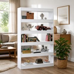 White Wooden Book Cabinet and Room Divider 100x30x166cm