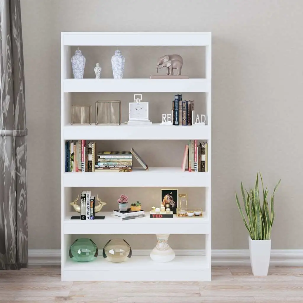 Wooden Book Cabinet White Room Divider Storage Shelving Unit 100x30x166cm