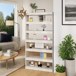 Grey Engineered Wood Book Cabinet Room Divider