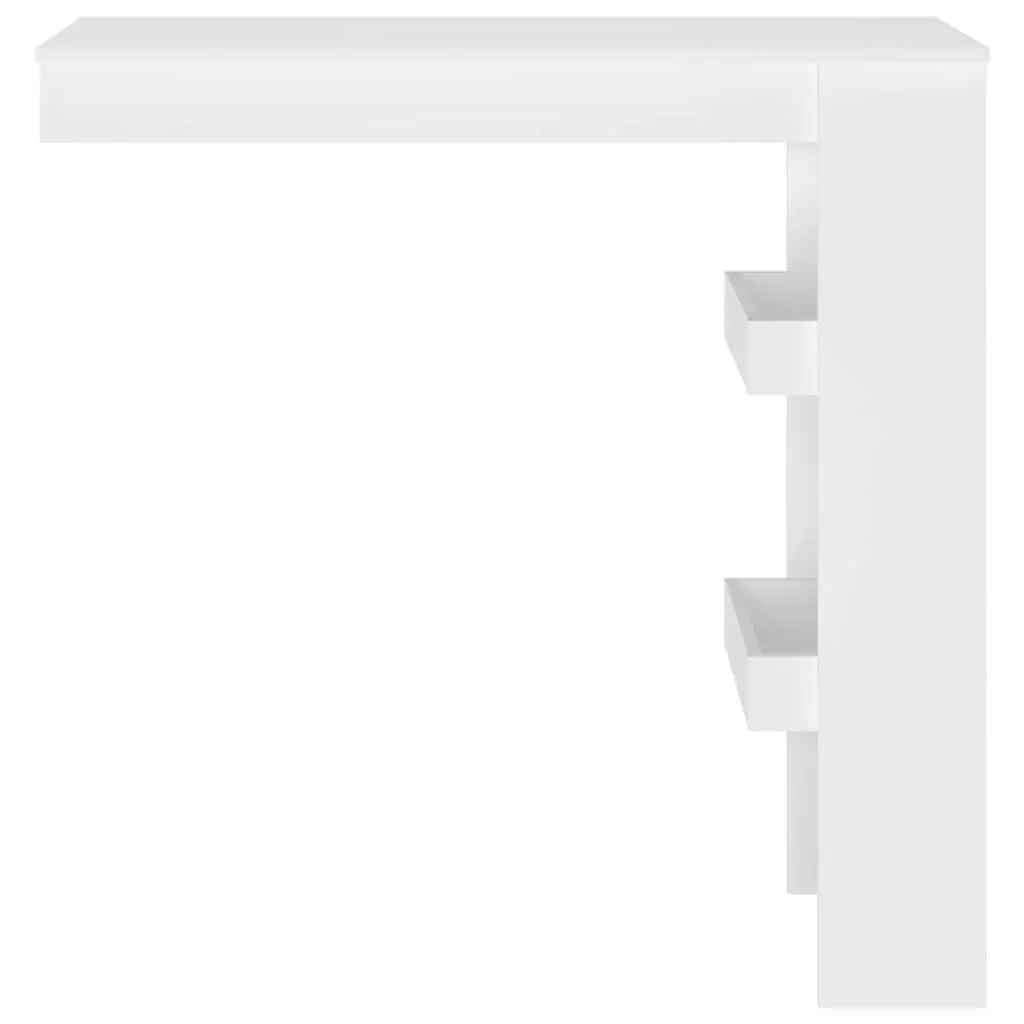 Wall Mounted Bar Table White Engineered Wood 102x45x1035cm with 2 Storage Compartments for Kitchen Dining