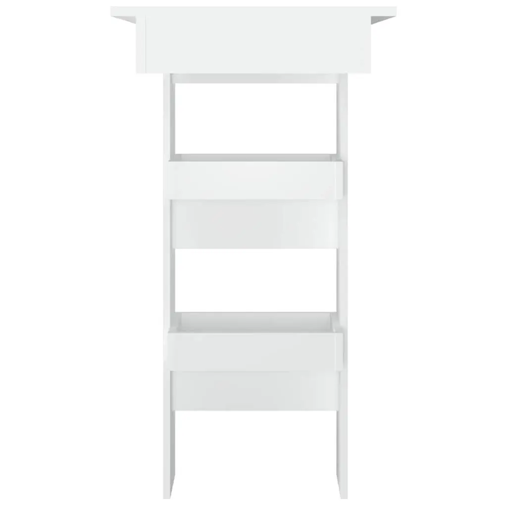 Wall Mounted Bar Table White Engineered Wood 102x45x1035cm with 2 Storage Compartments for Kitchen Dining