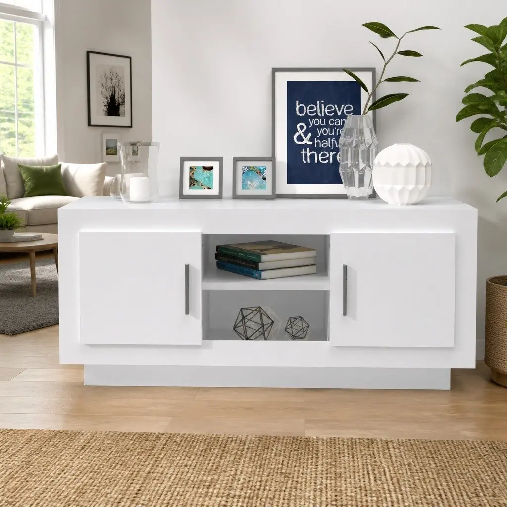 TV Cabinet White 102x35x45 cm Engineered Wood Stereo Storage Unit