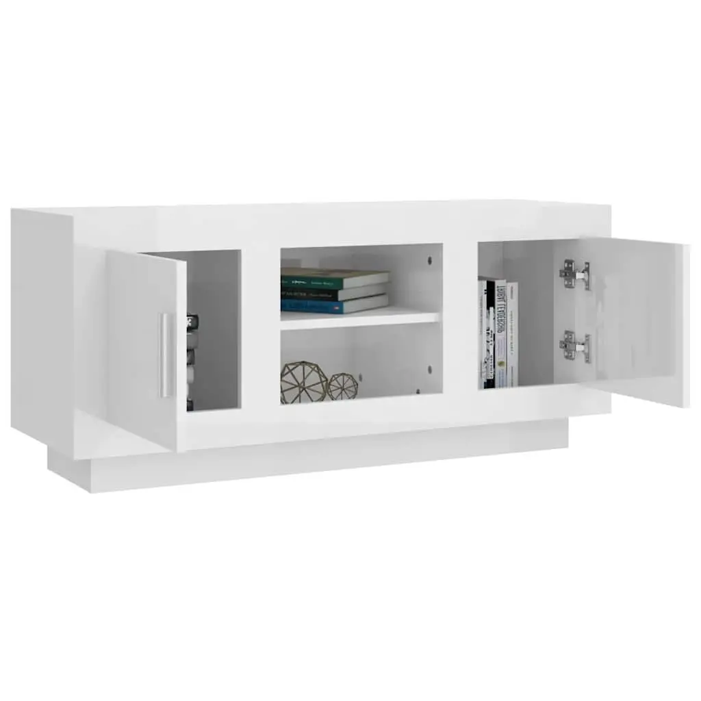 TV Cabinet White High Gloss Modern Storage Unit Media Stand Shelves Organiser