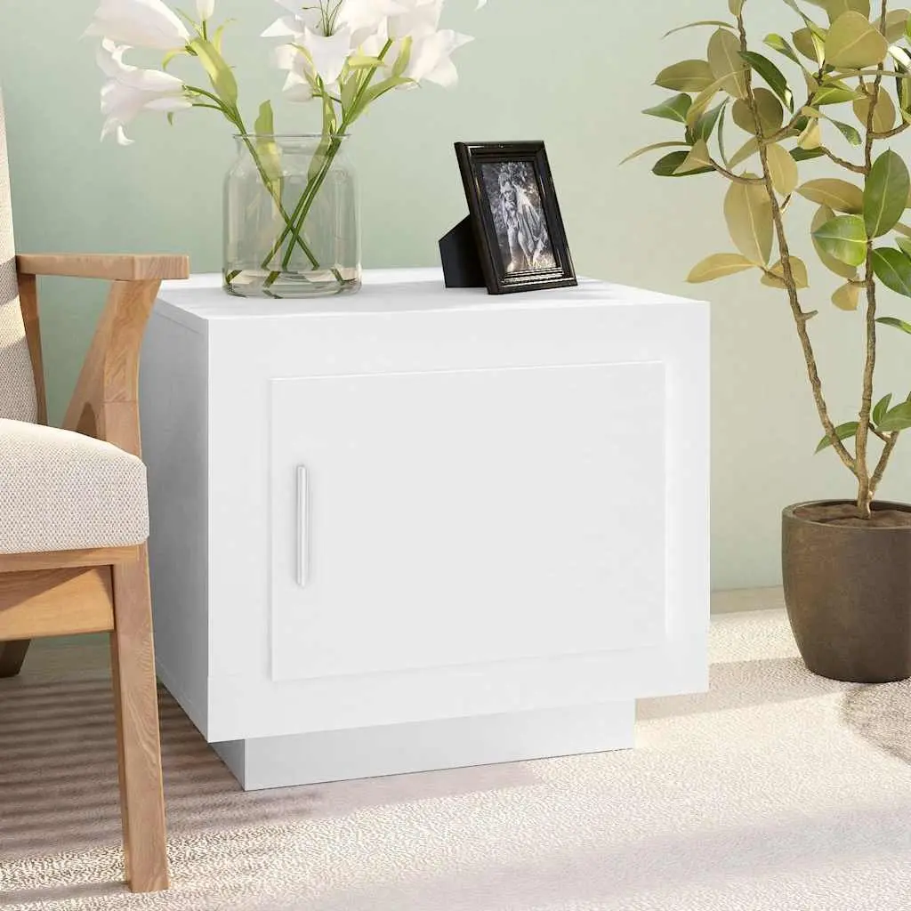 Coffee Table White Engineered Wood 51W x 50D x 45H cm Storage Cabinet Accent Furniture Living Room Couch Side Table