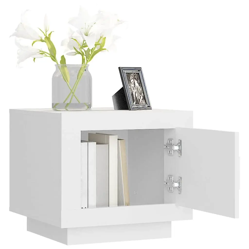 Coffee Table White Engineered Wood 51W x 50D x 45H cm Storage Cabinet Accent Furniture Living Room Couch Side Table