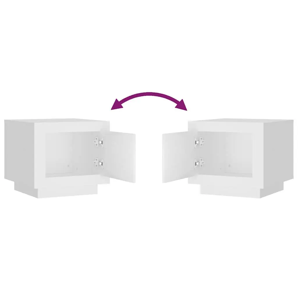 Coffee Table White Engineered Wood 51W x 50D x 45H cm Storage Cabinet Accent Furniture Living Room Couch Side Table