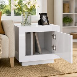 High Gloss White Coffee Table with Storage Door