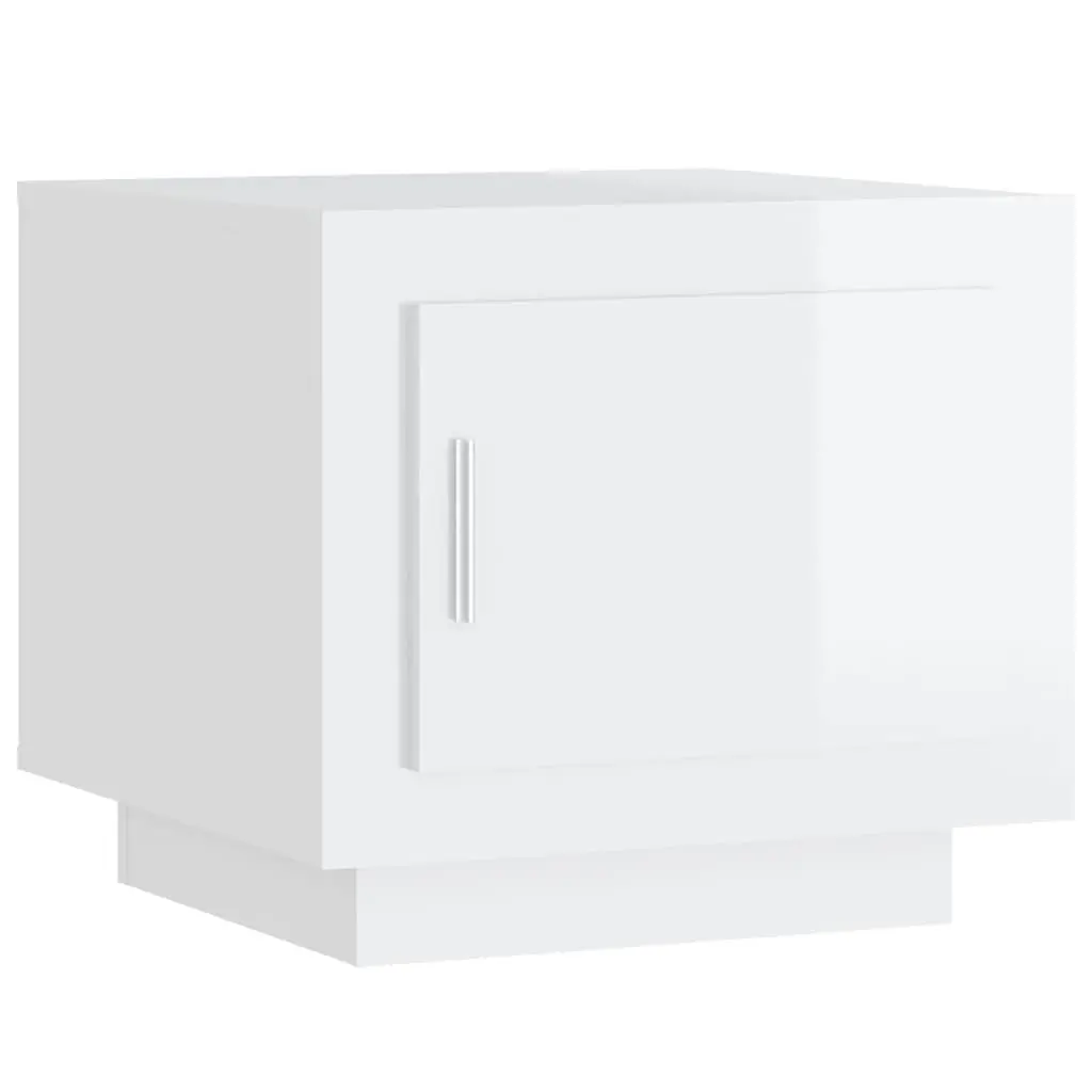 Storage Coffee Table White High Gloss Engineered Wood with Door 51x50x45cm