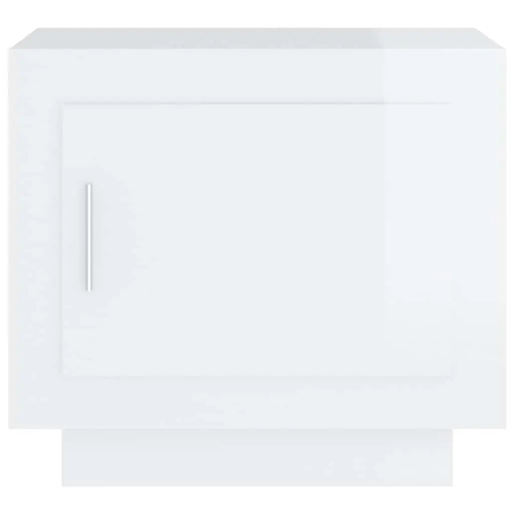 Storage Coffee Table White High Gloss Engineered Wood with Door 51x50x45cm