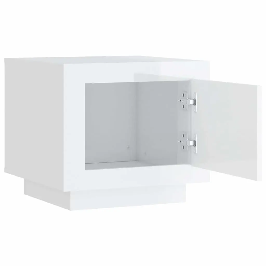 Storage Coffee Table White High Gloss Engineered Wood with Door 51x50x45cm