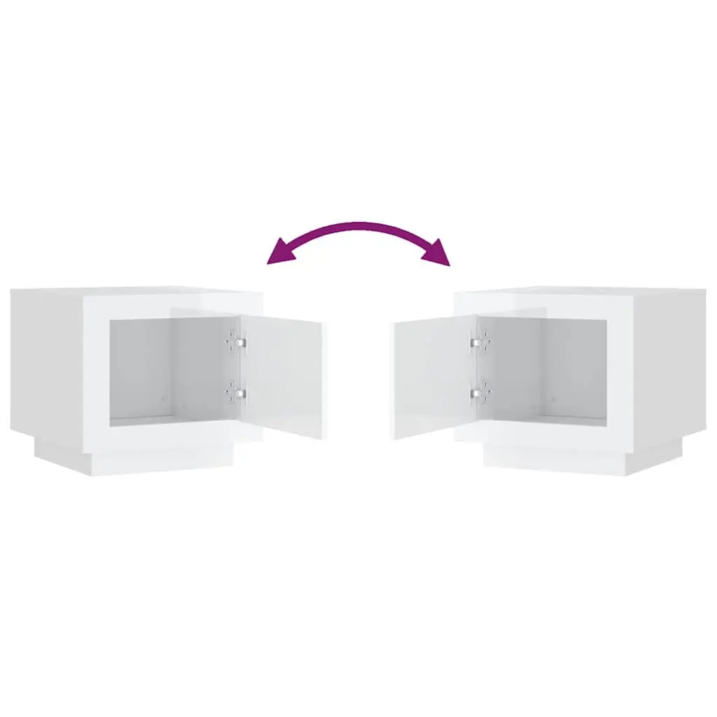 Storage Coffee Table White High Gloss Engineered Wood with Door 51x50x45cm