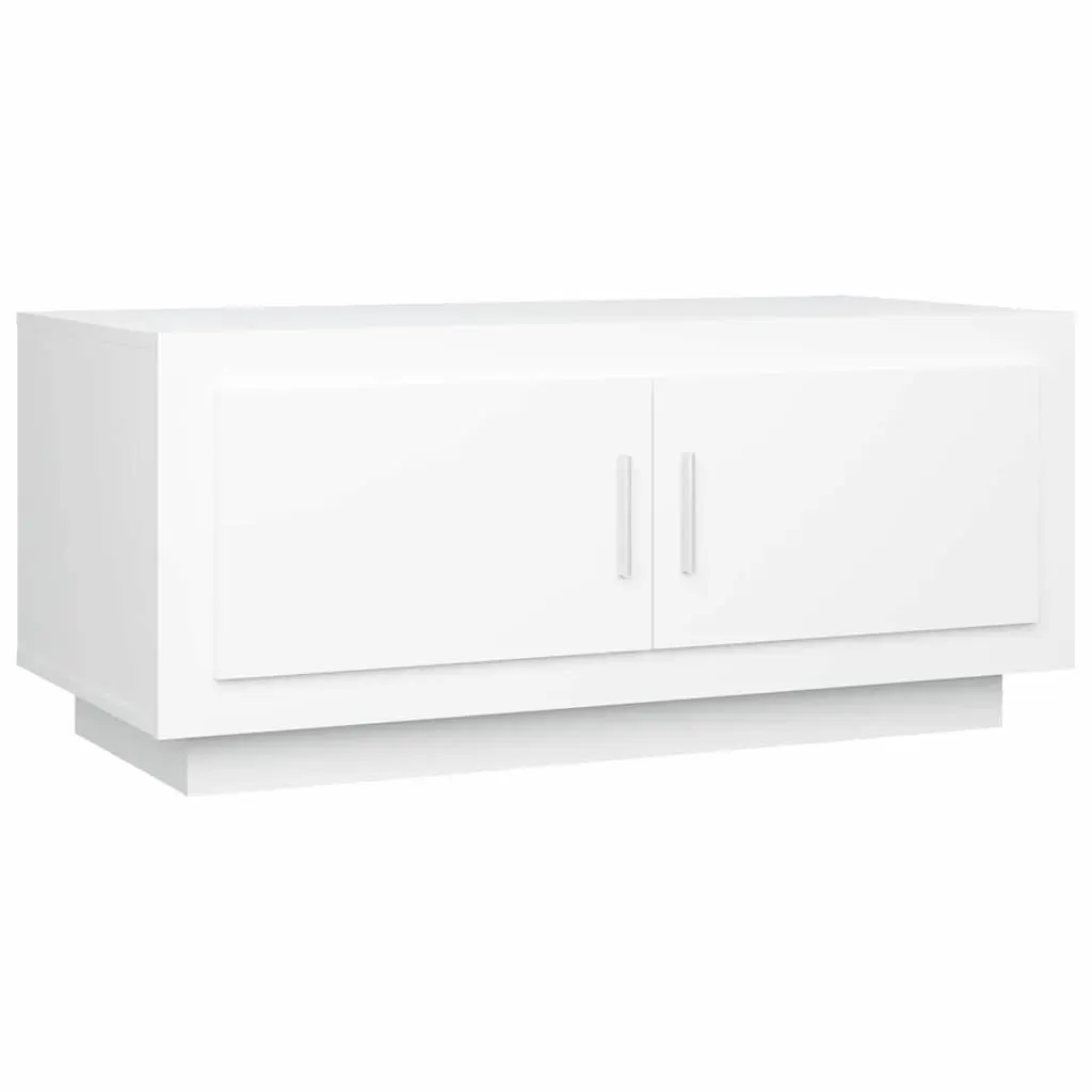 Coffee Table White with Storage Doors 102 x 50 x 45 cm Engineered Wood
