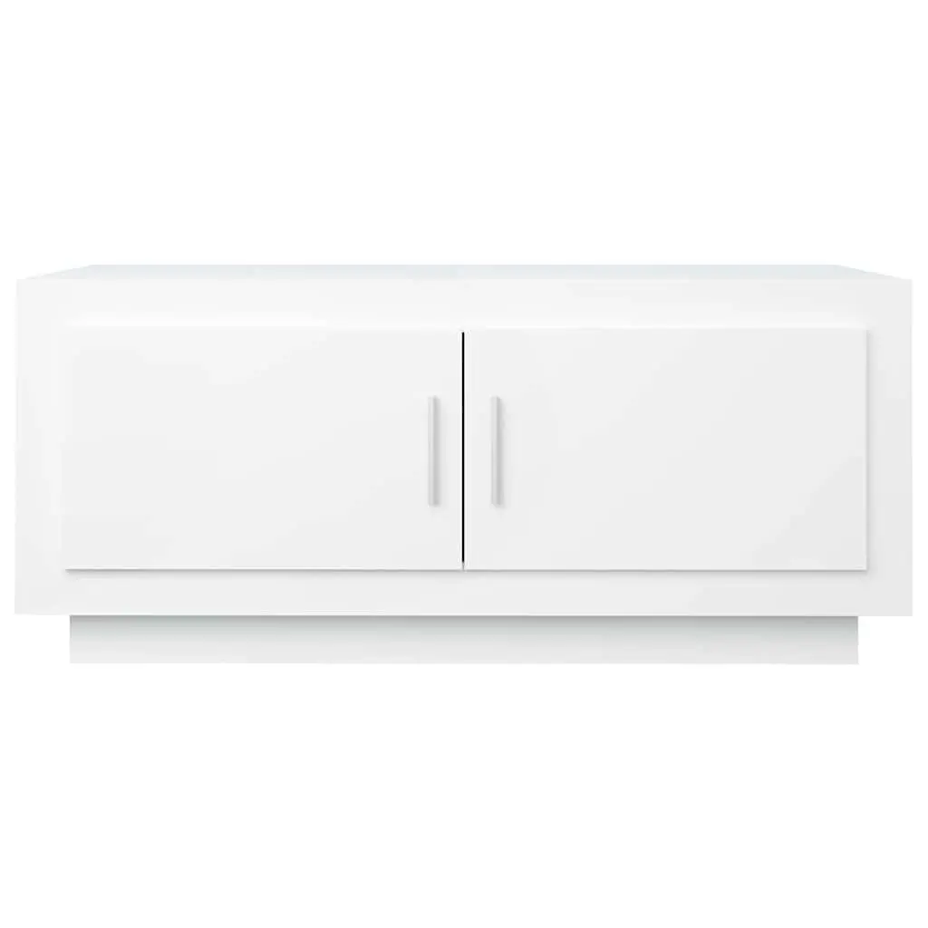 Coffee Table White with Storage Doors 102 x 50 x 45 cm Engineered Wood