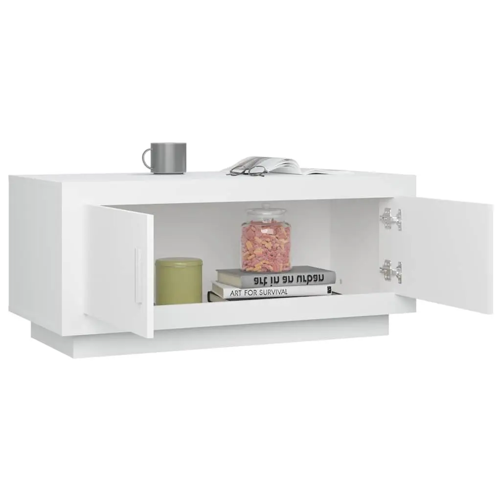 Coffee Table White with Storage Doors 102 x 50 x 45 cm Engineered Wood