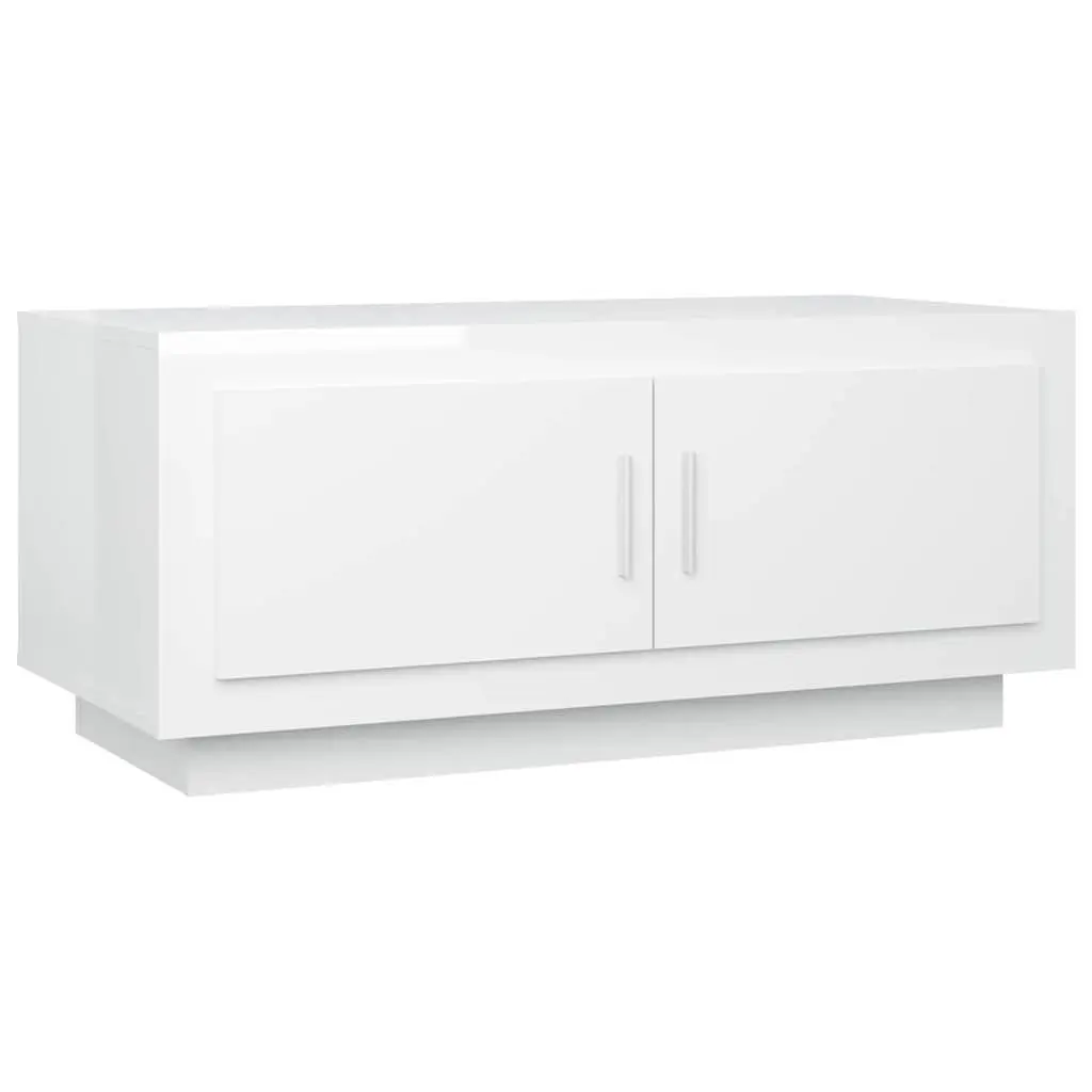 White High Gloss Coffee Table with Storage for Living Room