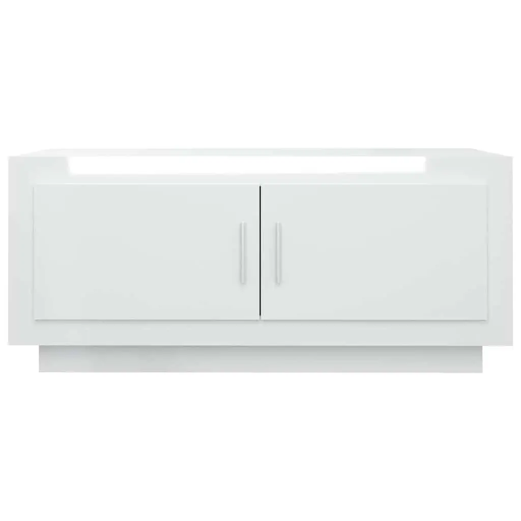White High Gloss Coffee Table with Storage for Living Room