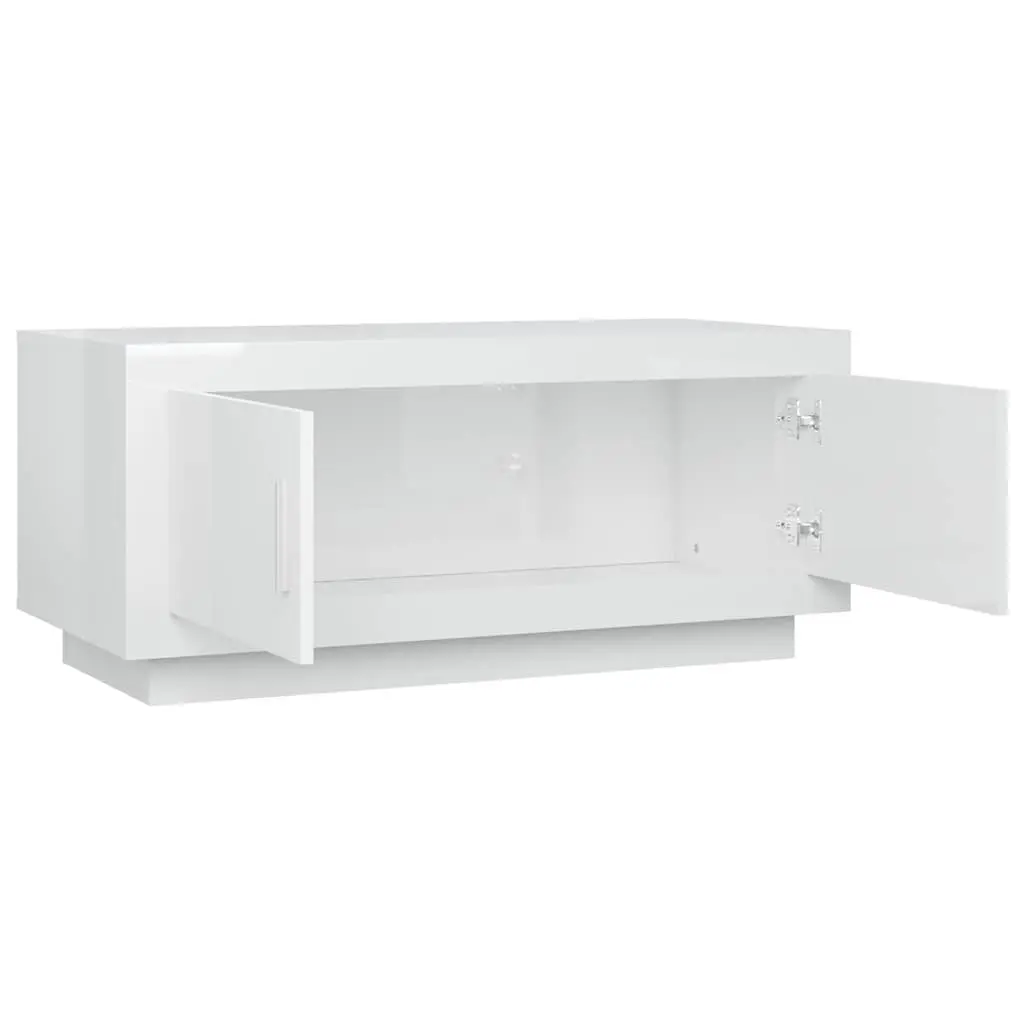 White High Gloss Coffee Table with Storage for Living Room