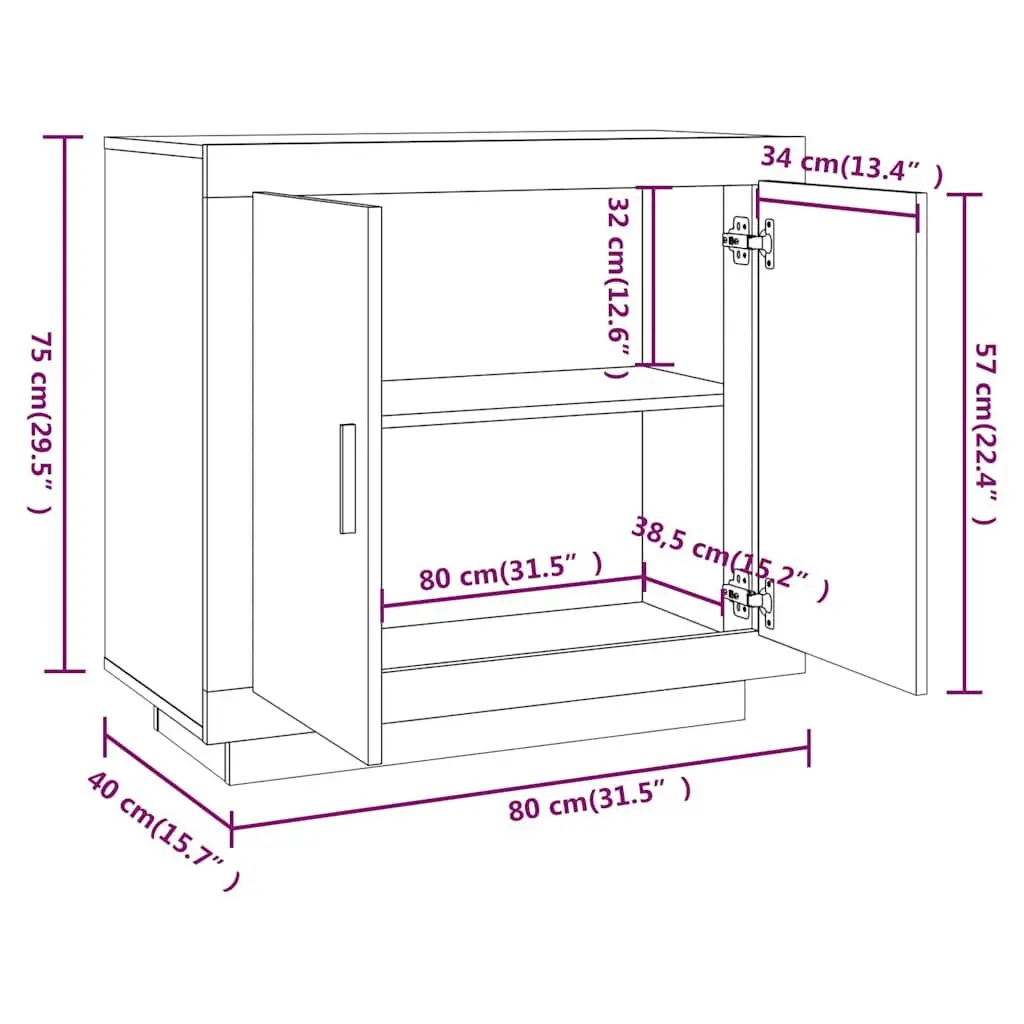 Sonoma Oak Sideboard 80x40x75 cm Storage Cabinet