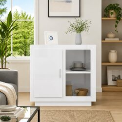 Elegant White High Gloss Sideboard for Living Spaces