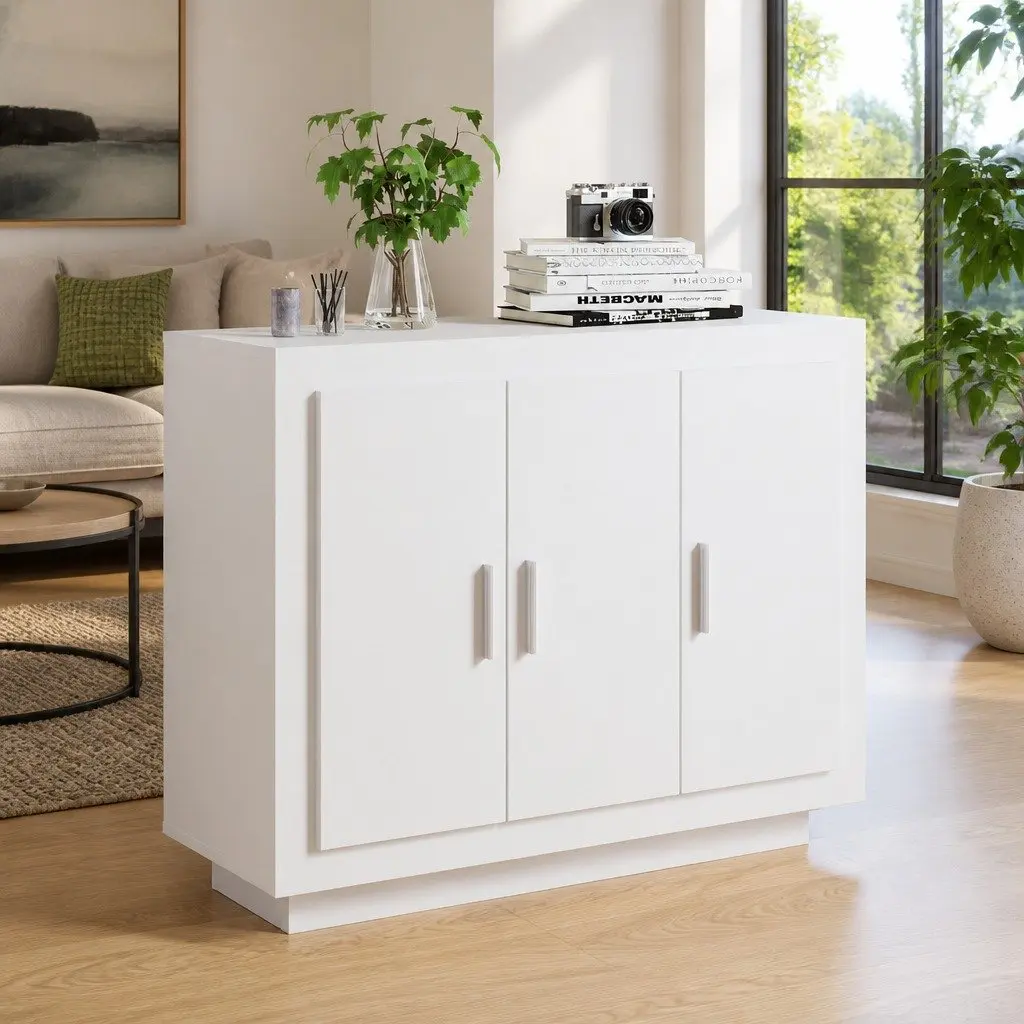 Sideboard White Storage Cabinet 92 x 35 x 75 cm Engineered Wood