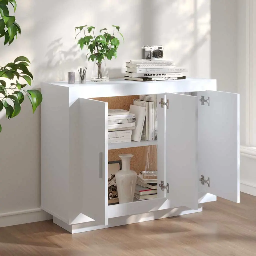 Sideboard White Storage Cabinet 92 x 35 x 75 cm Engineered Wood