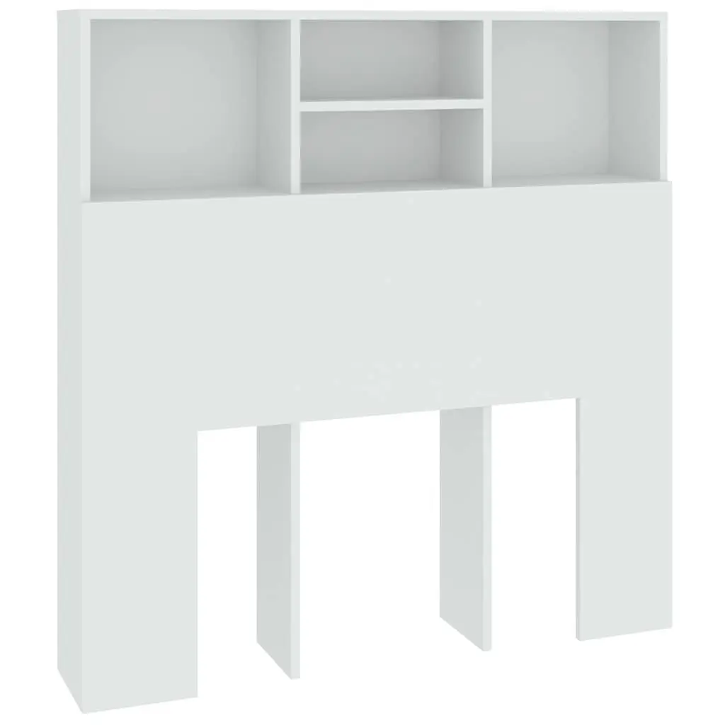 Wall-Mounted White Headboard Cabinet for Storage