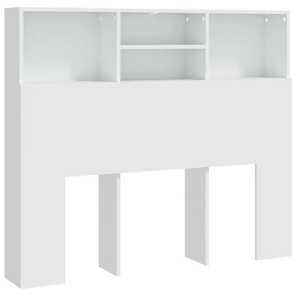 Headboard Cabinet White 120cm Engineered Wood Bedroom Wall Storage Organiser with Compartments